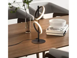 NETTLIFE Lámpara de Mesa Moderna LED Negra, Anillos Desmontables, 13W, 3000K, Blanco Cálido, Asistente Desmontable Negro Online