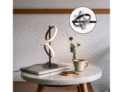 NETTLIFE Lámpara de Mesa Moderna LED Negra, Anillos Desmontables, 13W, 3000K, Blanco Cálido, Asistente Desmontable Negro Online