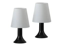 NETTLIFE Lámpara de mesa para salón, lámpara de noche con cable, juego de 2 lámparas pequeñas E14, lámparas de mesa modernas Negro
