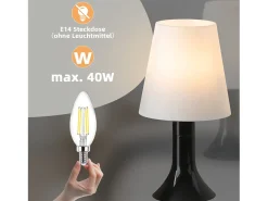 NETTLIFE Lámpara de mesa para salón, lámpara de noche con cable, juego de 2 lámparas pequeñas E14, lámparas de mesa modernas Negro