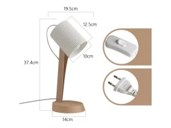 NETTLIFE Lámpara de mesa para salón, lámpara de noche con cable de 37,4 cm, juego de 2 lámparas pequeñas E14, lámparas de mesa modernas marrones Marru00f3n Hot