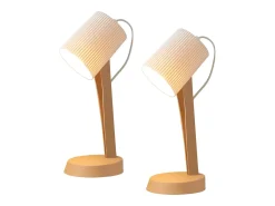 NETTLIFE Lámpara de mesa para salón, lámpara de noche con cable de 37,4 cm, juego de 2 lámparas pequeñas E14, lámparas de mesa modernas marrones Marru00f3n Hot