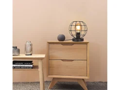 NETTLIFE Lámpara de mesa vintage negra - Lámpara de noche retro Lámpara E27 con casquillo metálico decoración industrial - Máx. 40W - Sin bombillas Negro Discount