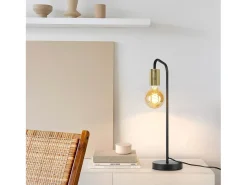 Discount NETTLIFE Lámpara de Mesa Vintage Lámpara de Noche para - Lámpara de Mesa Industrial E27 de Oro Luz Nocturna para niños en el Dormitorio Negro