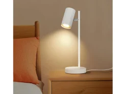 NETTLIFE lámpara de mesilla de noche, lámpara de mesa blanca giratoria 350° GU10, de metal, para oficina. Blanco Hot