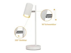 NETTLIFE lámpara de mesilla de noche, lámpara de mesa blanca giratoria 350° GU10, de metal, para oficina. Blanco Hot