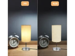 NETTLIFE Lámpara De Mesa-lámpara de mesilla táctil regulable y con función de carga, lámpara de mesa moderna con USB E27. Plateado