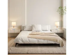 NETTLIFE Lámpara de Noche Juego de 2 Lámparas de Mesa Sala de Estar - Lámpara de Noche con Casquillo E27 de Madera Dormitorio Blanco