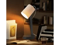 NETTLIFE Lámpara De Mesa-Lámpara de noche, lámpara de mesa para salón con cable - juego de 2 lámparas de mesa modernas pequeñas E14 Gris