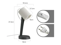 NETTLIFE Lámpara De Mesa-Lámpara de noche, lámpara de mesa para salón con cable - juego de 2 lámparas de mesa modernas pequeñas E14 Gris