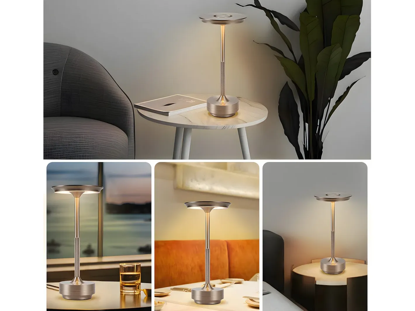 Discount NETTLIFE Lámpara de noche, lámpara de mesa inalámbrica, batería - Lámpara de mesa LED táctil regulable con batería recargable por USB Gris