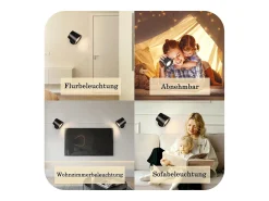NETTLIFE Aplique Para Pared-Lámpara de pared de jaula de metal para interiores, lámpara de techo de metal ajustable moderna regulable de 360 ​​​​°, diseño Negro