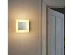 NETTLIFE Lámpara de pared LED, iluminación interior, luz de pared moderna, 3000K, blanco cálido, hecha de hierro y acrílico, Ø16 cm, 7W, luz para el pasillo. Negro