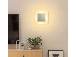 NETTLIFE Lámpara de pared LED, iluminación interior, luz de pared moderna, 3000K, blanco cálido, hecha de hierro y acrílico, Ø16 cm, 7W, luz para el pasillo. Negro