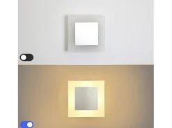 NETTLIFE Lámpara de pared LED, iluminación interior, luz de pared moderna, 3000K, blanco cálido, hecha de hierro y acrílico, Ø16 cm, 7W, luz para el pasillo. Negro