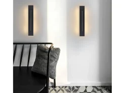 NETTLIFE Aplique Para Pared-Lámpara de pared interior Lámpara de pared LED 30 CM Lámpara de pasillo moderna Lámpara de escalera negra de dormitorio blanco cálido 8 W Negro