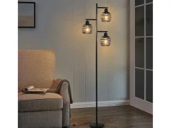 Discount NETTLIFE Lámpara de pie de salón vintage - e27 3 llamas 25W lámpara de pie negra industrial 152CM con interruptor de pie Negro
