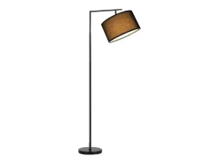 NETTLIFE Lámpara de pie de salón negra: tela de diseño moderno Casquillo E27 máx. 40W con interruptor de pie Lámpara de cama de 166 cm sin bombilla. Negro Best