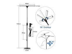 NETTLIFE Lámpara De Pie-Lámpara de pie LED regulable - negra para salón 158 cm Lámpara de pie táctil moderna 9 W con temporizador y función de memoria Negro