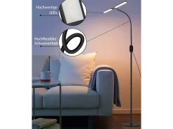 NETTLIFE Lámpara De Pie-Lámpara de pie LED regulable - negra para salón 158 cm Lámpara de pie táctil moderna 9 W con temporizador y función de memoria Negro