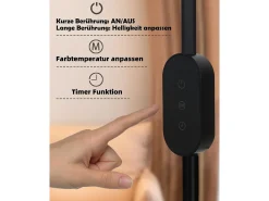 NETTLIFE Lámpara De Pie-Lámpara de pie LED regulable - negra para salón 158 cm Lámpara de pie táctil moderna 9 W con temporizador y función de memoria Negro