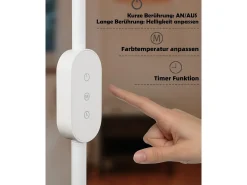 NETTLIFE Lámpara de pie LED para sala de estar regulable - Lámpara de pie táctil ajustable moderna de 158 cm 9 W con temporizador y función de memoria Blanco Discount