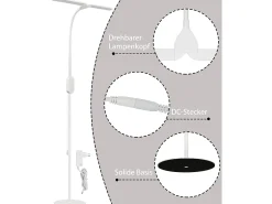 NETTLIFE Lámpara de pie LED para sala de estar regulable - Lámpara de pie táctil ajustable moderna de 158 cm 9 W con temporizador y función de memoria Blanco Discount