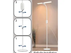 NETTLIFE Lámpara de pie LED para sala de estar regulable - Lámpara de pie táctil ajustable moderna de 158 cm 9 W con temporizador y función de memoria Blanco Discount
