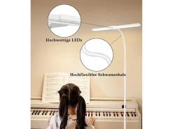 NETTLIFE Lámpara de pie LED para sala de estar regulable - 156 CM moderna con control táctil de 10 W con temporizador con cuello de cisne ajustable Blanco Best