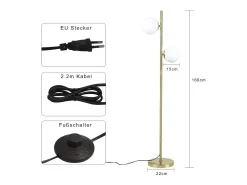 NETTLIFE Lámpara De Pie-Lámpara de pie moderna para sala de estar - Lámpara de pie de diseño Lámpara de pie con casquillo E27 con interruptor de pie -166 cm Dorado