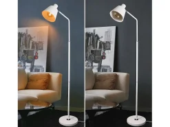 NETTLIFE Lámpara De Pie-Lámpara de Pie para Salón, Lámpara de Pie Vintage - 166cm, Diseño Retro, Lámpara de Pie de Metal con Casquillo E27, Máximo 40W Blanco