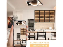 Hot NETTLIFE Lámpara de Techo LED Dormitorio Lámpara Regulable Negra 42W Luz de Techo de acrílico Cuadrada con Control Remoto Moderno para Sala de Estar Negro