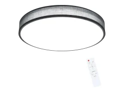 NETTLIFE Plafón-Lámpara de Techo LED 38W Redonda Moderna Regulable con Control Remoto Lámpara de Dormitorio con Pantalla de Tela Lámpara de para Gris