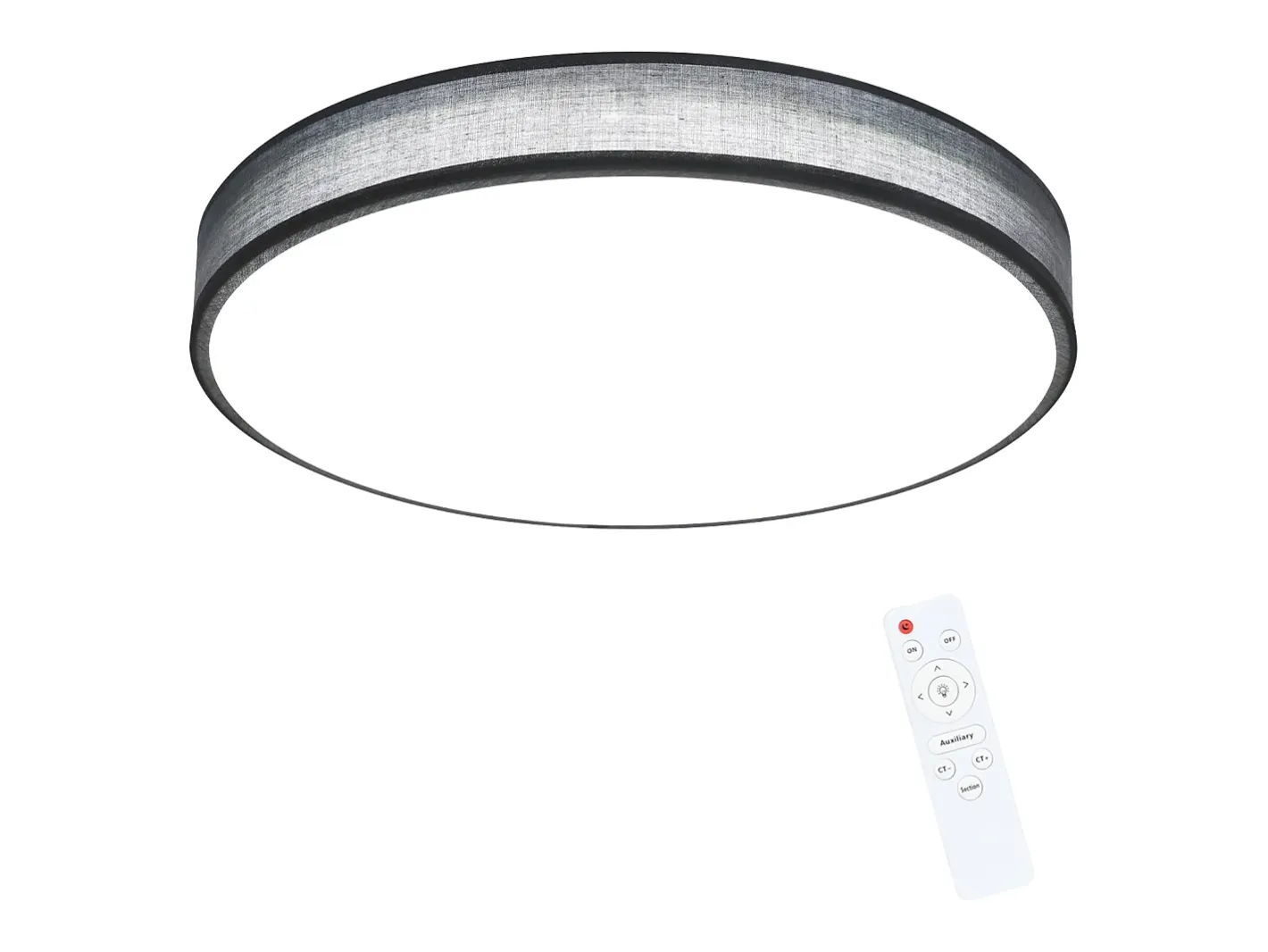 NETTLIFE Plafón-Lámpara de Techo LED 38W Redonda Moderna Regulable con Control Remoto Lámpara de Dormitorio con Pantalla de Tela Lámpara de para Gris
