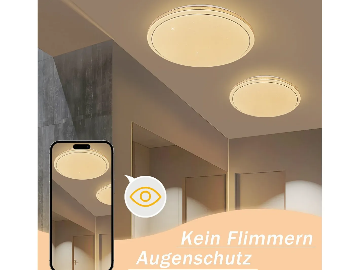 New NETTLIFE Lámpara de Techo LED Ø 27 cm Lámpara Moderna de Cielo Estrellado para Dormitorio Lámpara Blanca Cálida de 12 W Lámpara Redonda de para Blanco