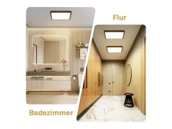 NETTLIFE Plafón-Lámpara de techo LED plana para dormitorio, 23 cm, 18 W, cuadrada, negra, 3000 K Negro