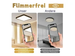 NETTLIFE Plafón-Lámpara de techo LED plana para dormitorio, 23 cm, 18 W, cuadrada, negra, 3000 K Negro