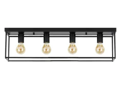 NETTLIFE Plafón-Lámpara de techo 4 focos E27 vintage industrial para dormitorio salón en metal retro Negro