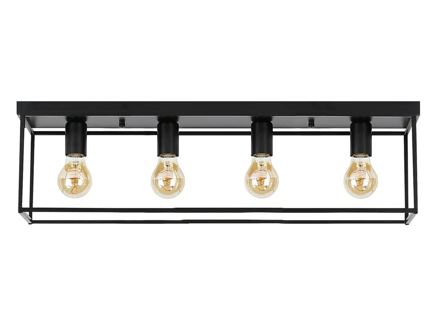 NETTLIFE Plafón-Lámpara de techo 4 focos E27 vintage industrial para dormitorio salón en metal retro Negro