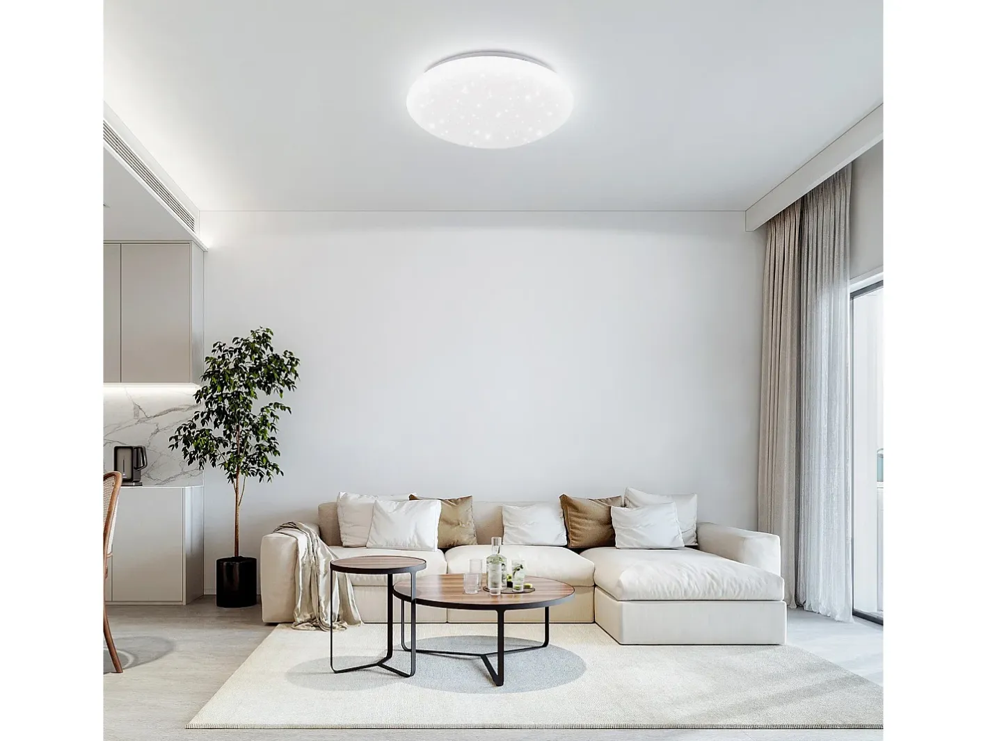 NETTLIFE Plafón-Lámpara de Techo LED 12W, 6000K, 25cm Neutro Cielo Estrellado Iluminación de Techo Lámpara de Redonda para Dormitorio Infantil Blanco
