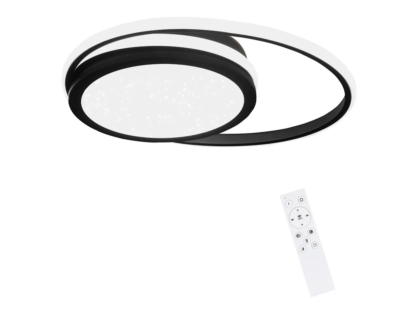 NETTLIFE Plafón-Lámpara de Techo LED para - Lámpara Negra Regulable Lámpara Redonda Moderna de 56 W con Diseño de Cielo Estrellado, Estudio, Negro