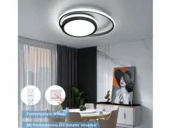 NETTLIFE Plafón-Lámpara de Techo LED para - Lámpara Negra Regulable Lámpara Redonda Moderna de 56 W con Diseño de Cielo Estrellado, Estudio, Negro