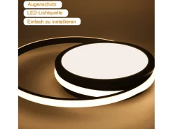 NETTLIFE Plafón-Lámpara de Techo LED para - Lámpara Negra Regulable Lámpara Redonda Moderna de 56 W con Diseño de Cielo Estrellado, Estudio, Negro