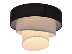 New NETTLIFE Lámpara de techo para salón, pantalla de tela, Ø40cm, blanco cálido, E27, moderna, color Negro