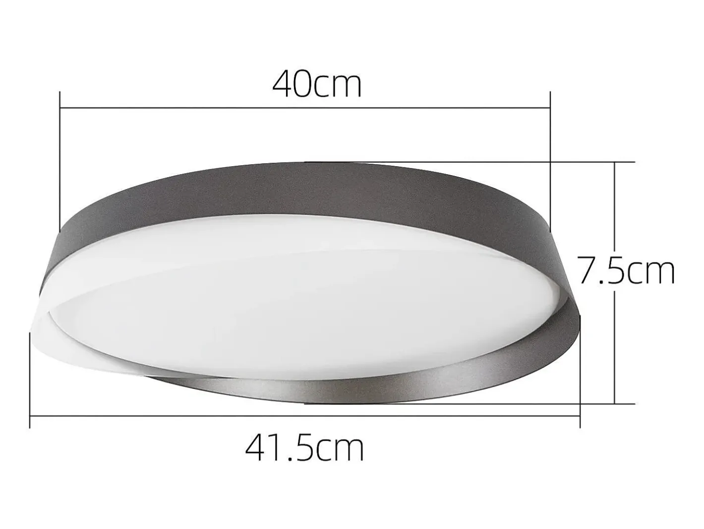 NETTLIFE Plafón-Lámpara de Techo LED 36W, 3000K-6000K, 41,5*41,5*7,5 cm Regulable con Control Remoto Dormitorio Redondo Moderno para Cocina Negro