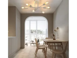 NETTLIFE Lámpara de techo E27, lámpara retro con 6 bombillas, abanico , estilo industrial y rústico, iluminación para la sala de estar, máximo 25 vatios. Blanco