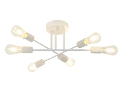 NETTLIFE Lámpara de techo E27, lámpara retro con 6 bombillas, abanico , estilo industrial y rústico, iluminación para la sala de estar, máximo 25 vatios. Blanco