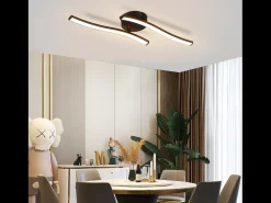 NETTLIFE Lámpara de techo LED para salón, dormitorio, moderna, negra, 12 W, 3000 K, blanco cálido, interior Negro