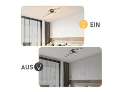 NETTLIFE Lámpara de techo LED para salón, dormitorio, moderna, negra, 12 W, 3000 K, blanco cálido, interior Negro