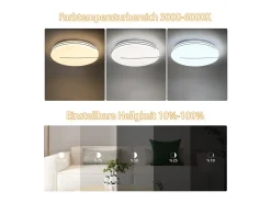 NETTLIFE Plafón-Lámpara de Techo LED Moderna Lámpara Redonda de de 44 W 40 cm Regulable con Control Remoto Iluminación de Dormitorio con Cielo Estrellado Blanco